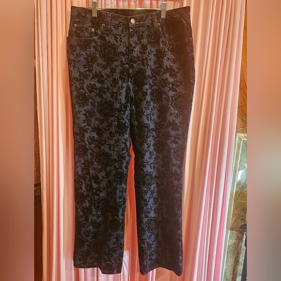 Vintage Bill Blass Blue Floral Jeans - Picture 1 of 4